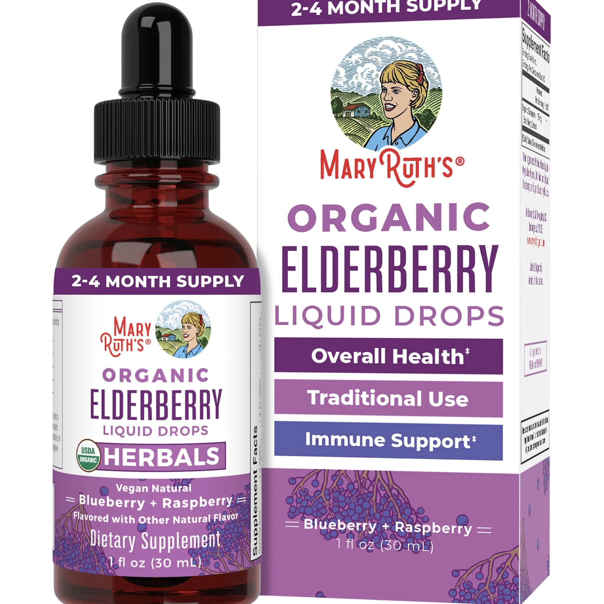 MaryRuth's Elderberry Drops (Blueberry + Raspberry) 29ml