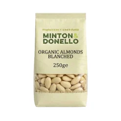 Minton & Donello Organic Almonds Blanched 250g