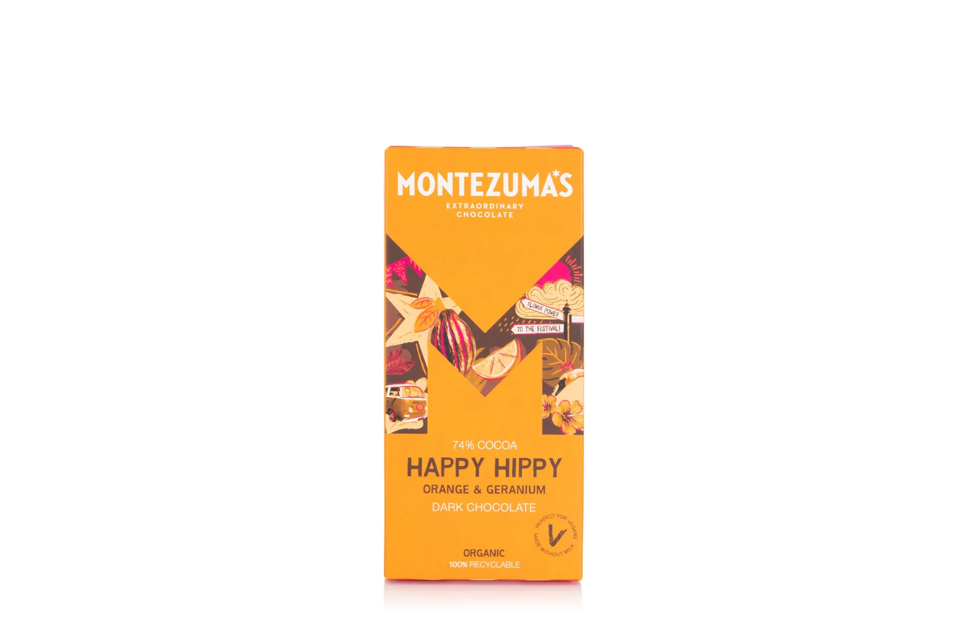 Montezuma's Dark with Orange and Geranium Bar 90g
