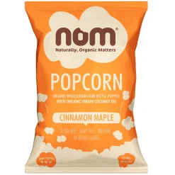 nom organic cinnamon maple popcorn 25g
