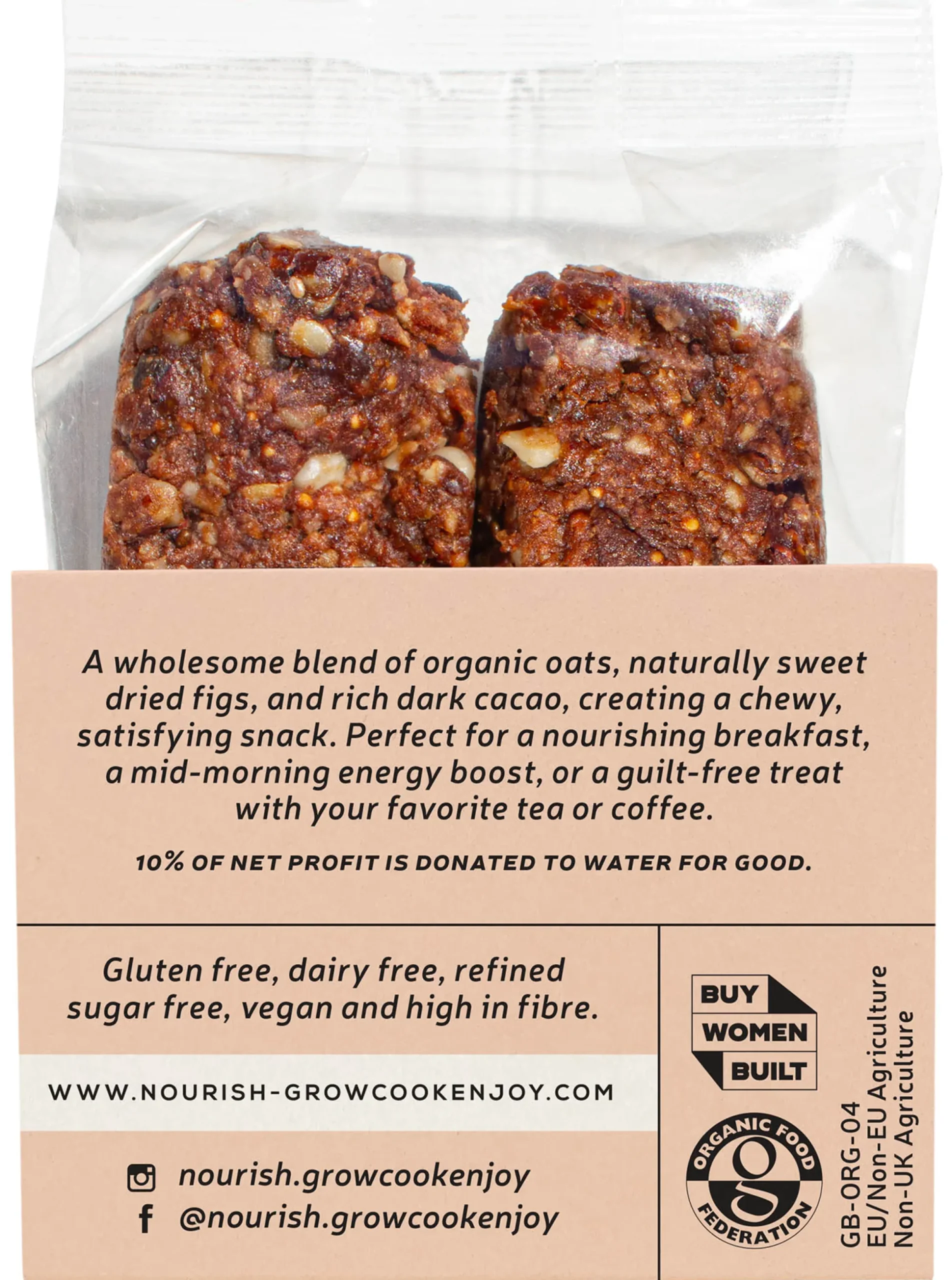 Nourish Organic Fig & Cacao Flapjacks 2x45g