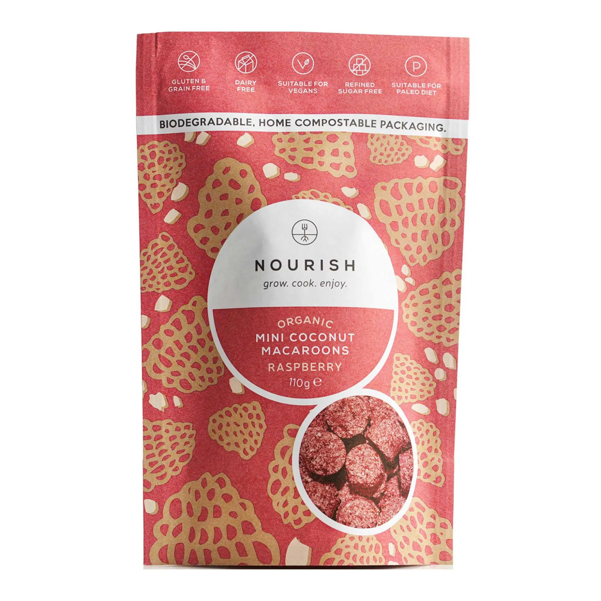 Nourish Raspberry Coconut Crunch Macaroons 110g