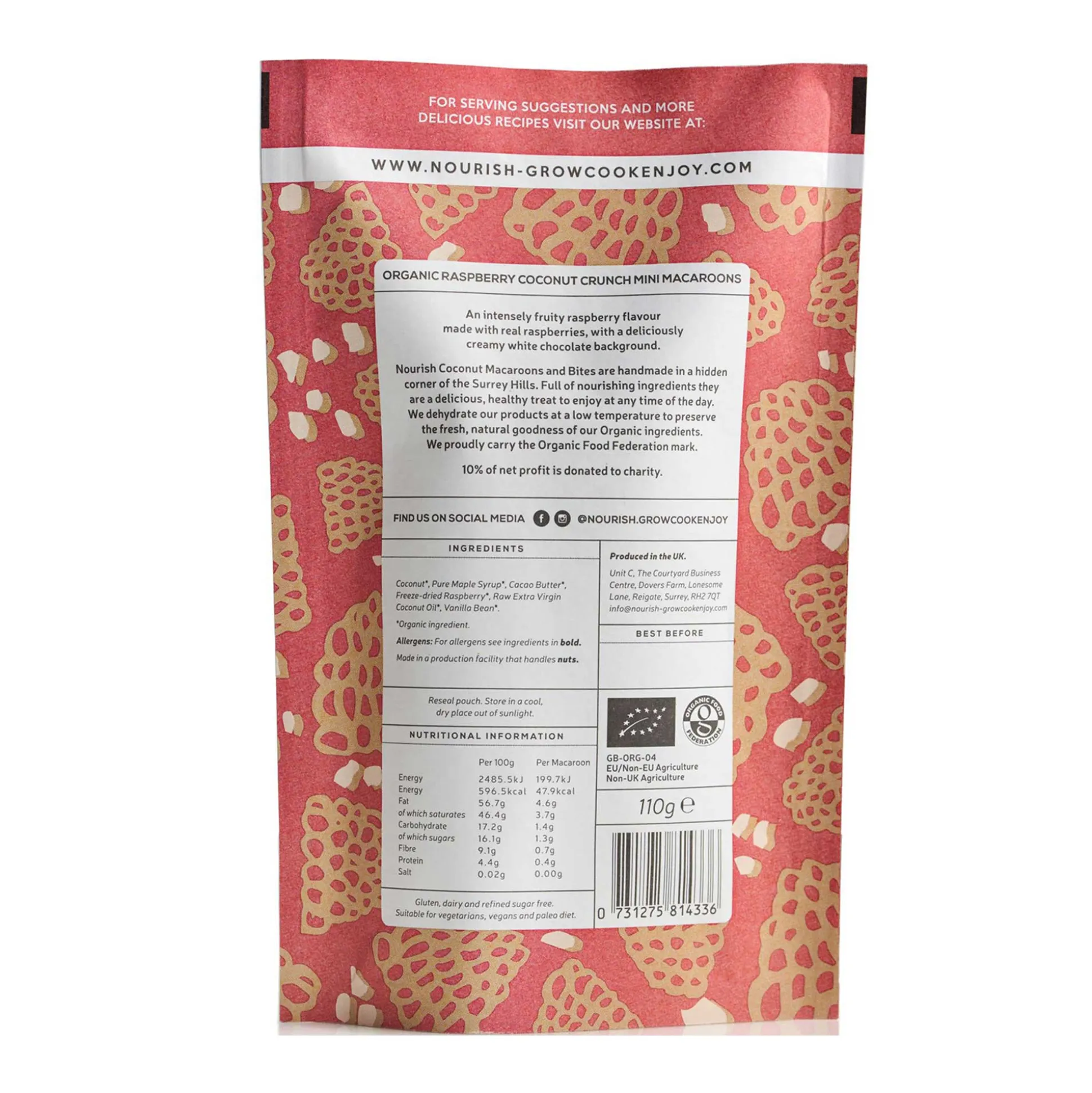 Nourish Raspberry Coconut Crunch Macaroons 110g