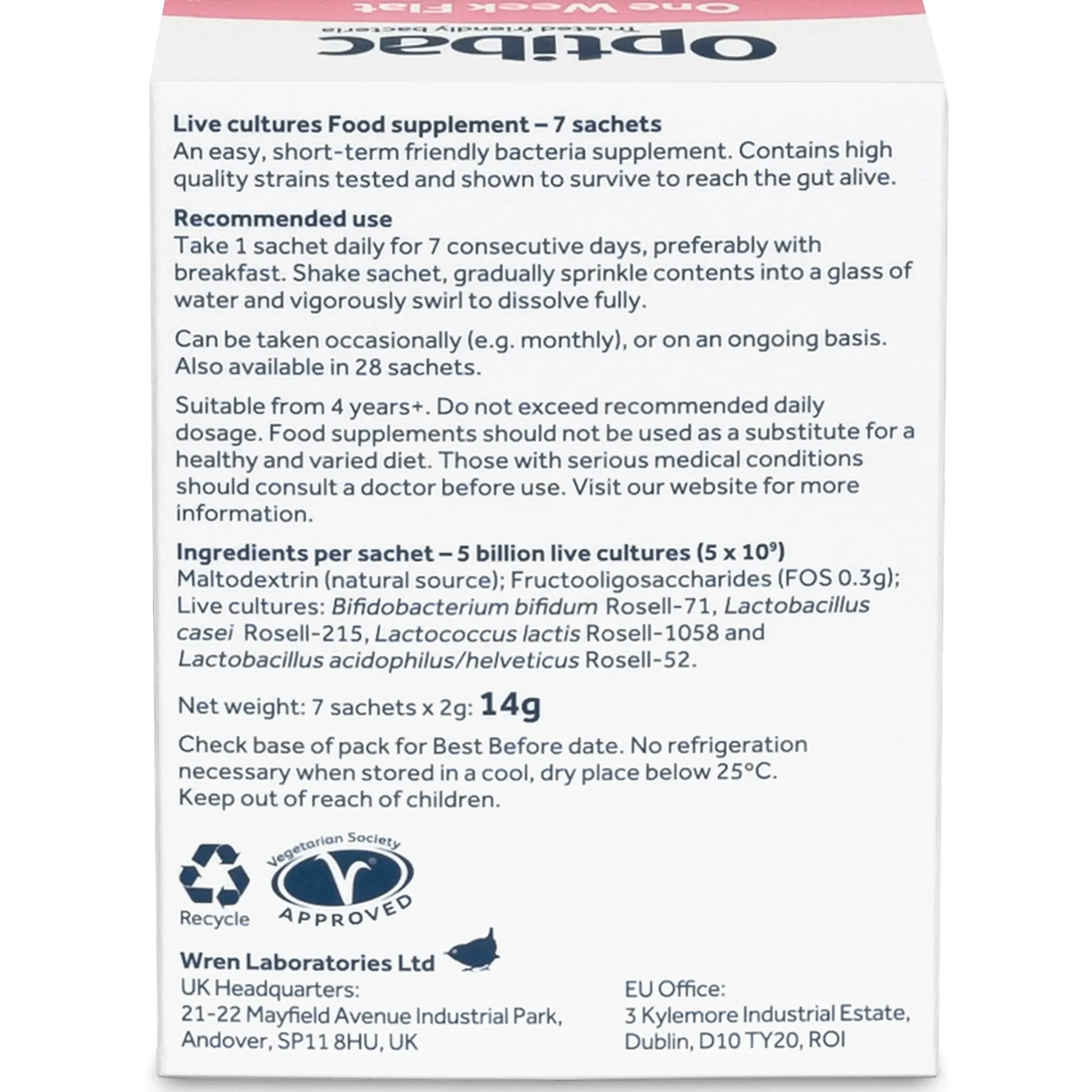 Optibac One Week Flat 7 sachets