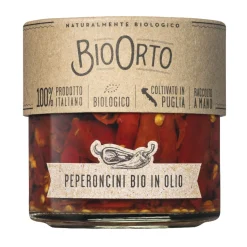 Organic Bio Orto Red Hot Chilli Peppers in Extra Virgin Olive Oil 175g