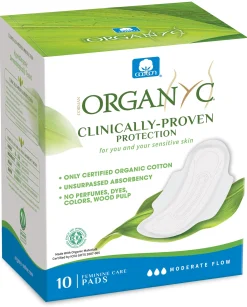 Organyc Sanitary Pads; Moderate Flow 10