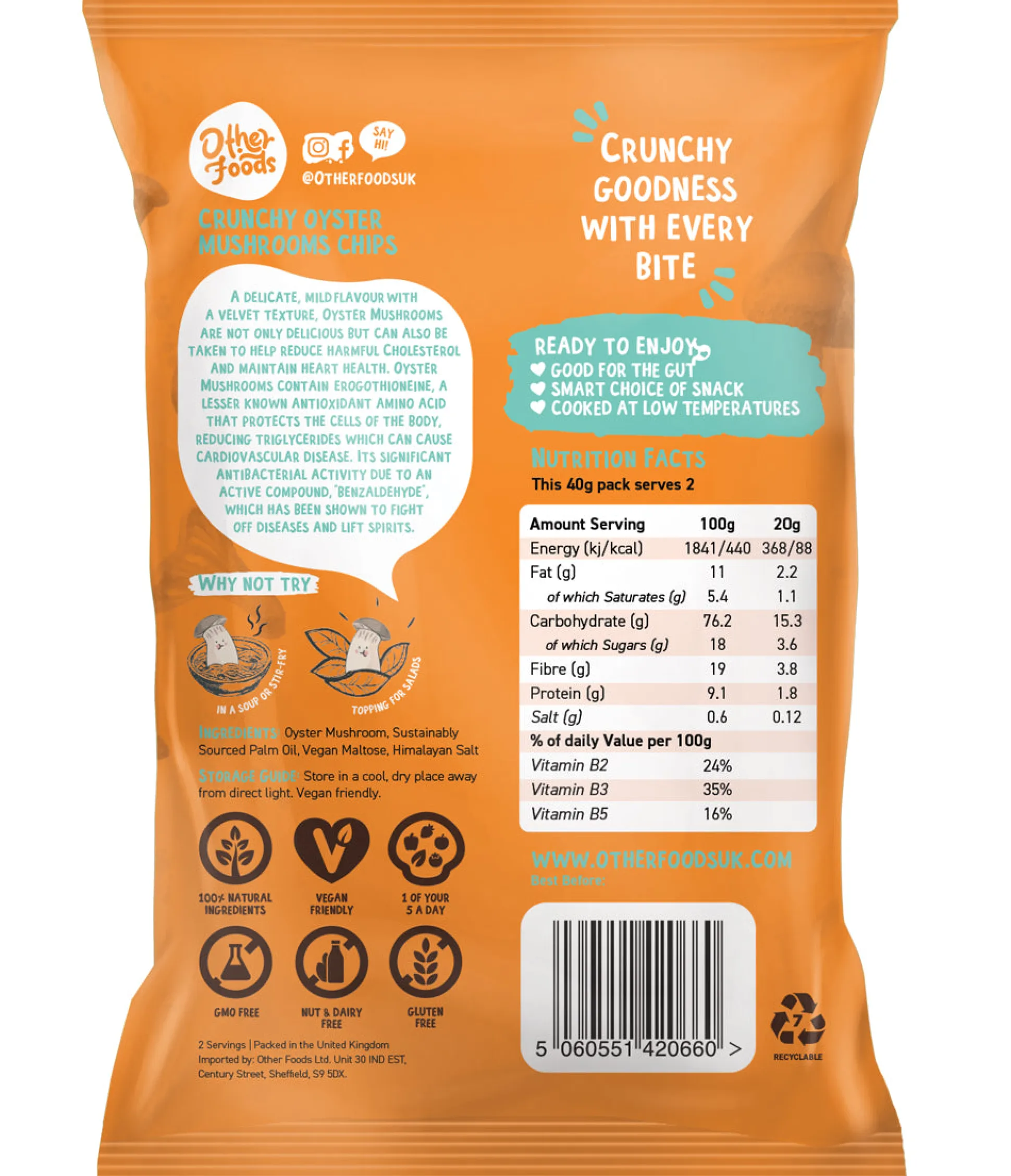 Other Foods Crunchy Oyster Mushroom Chips 40g