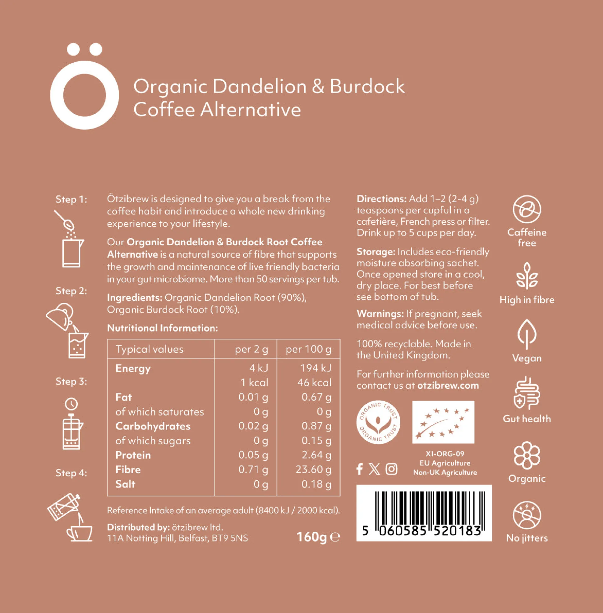 Otzibrew Dandelion & Burdock Medium Roast 160g