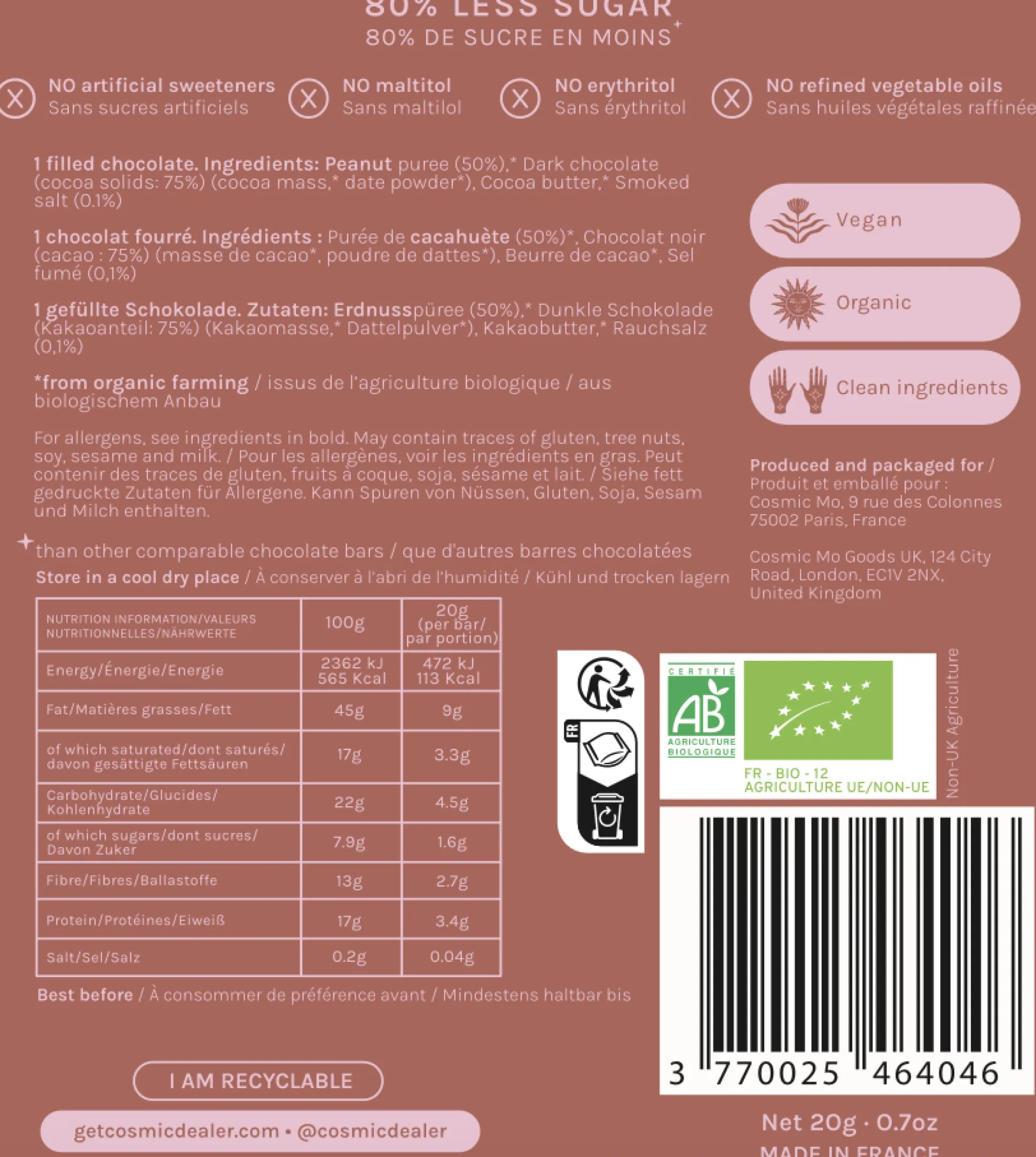 Peanut Butter & Smoked Salt Nut Butter Chocolate 20g
