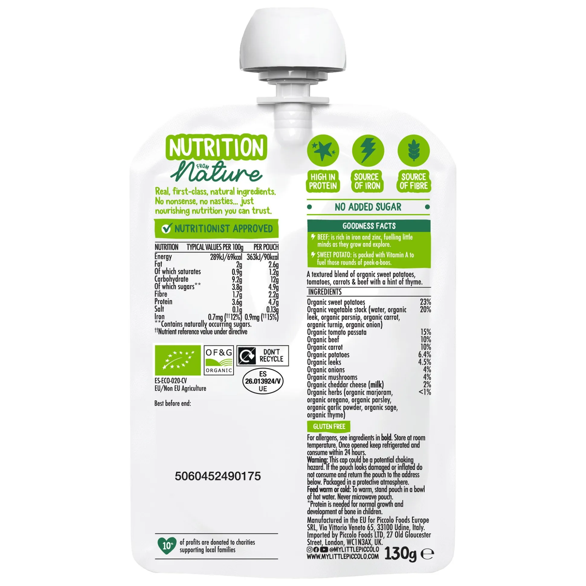 Piccolo Sweet Potato & Beef Meatballs 130g