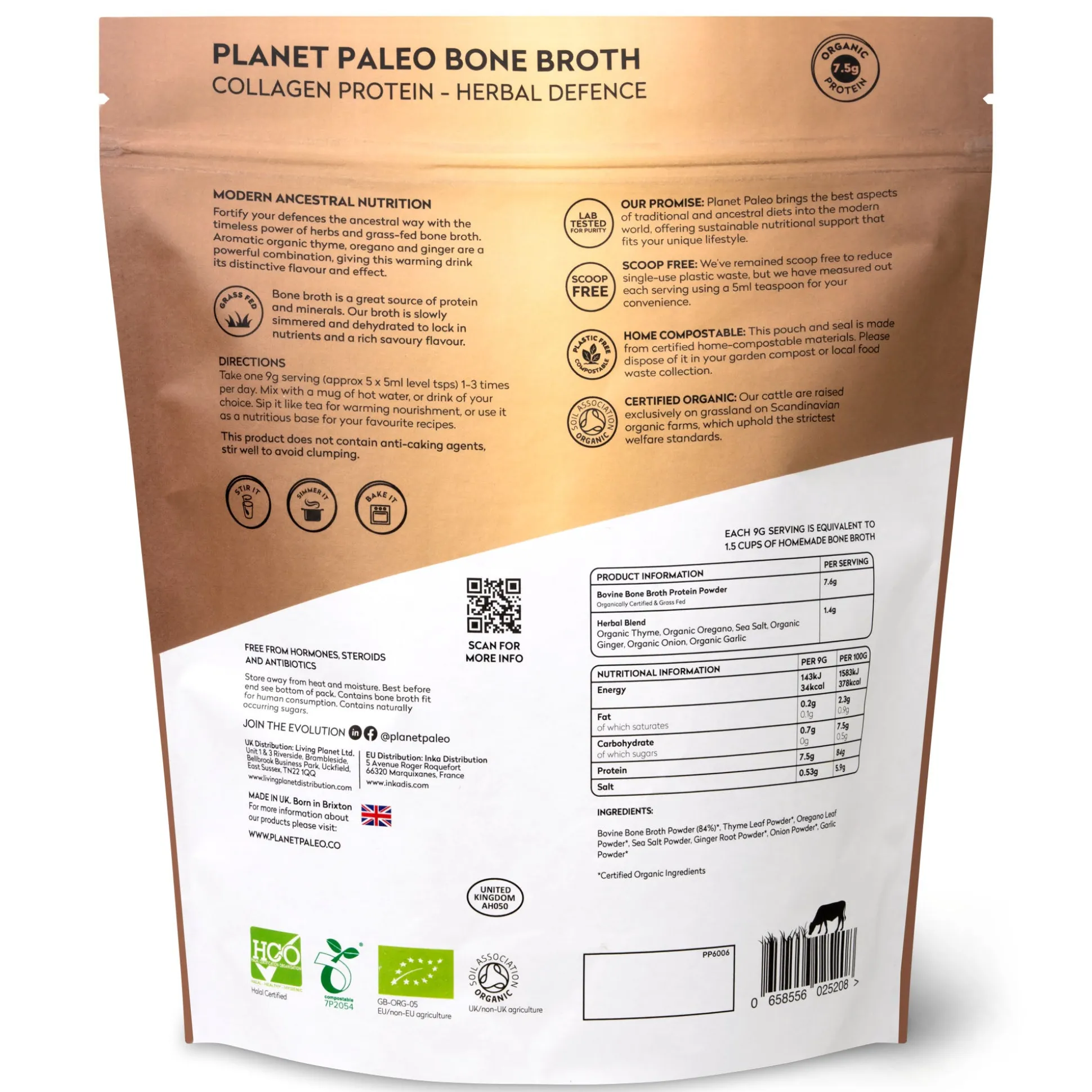 Planet Paleo Bone Broth Collagen Protein - Golden Turmeric 225g