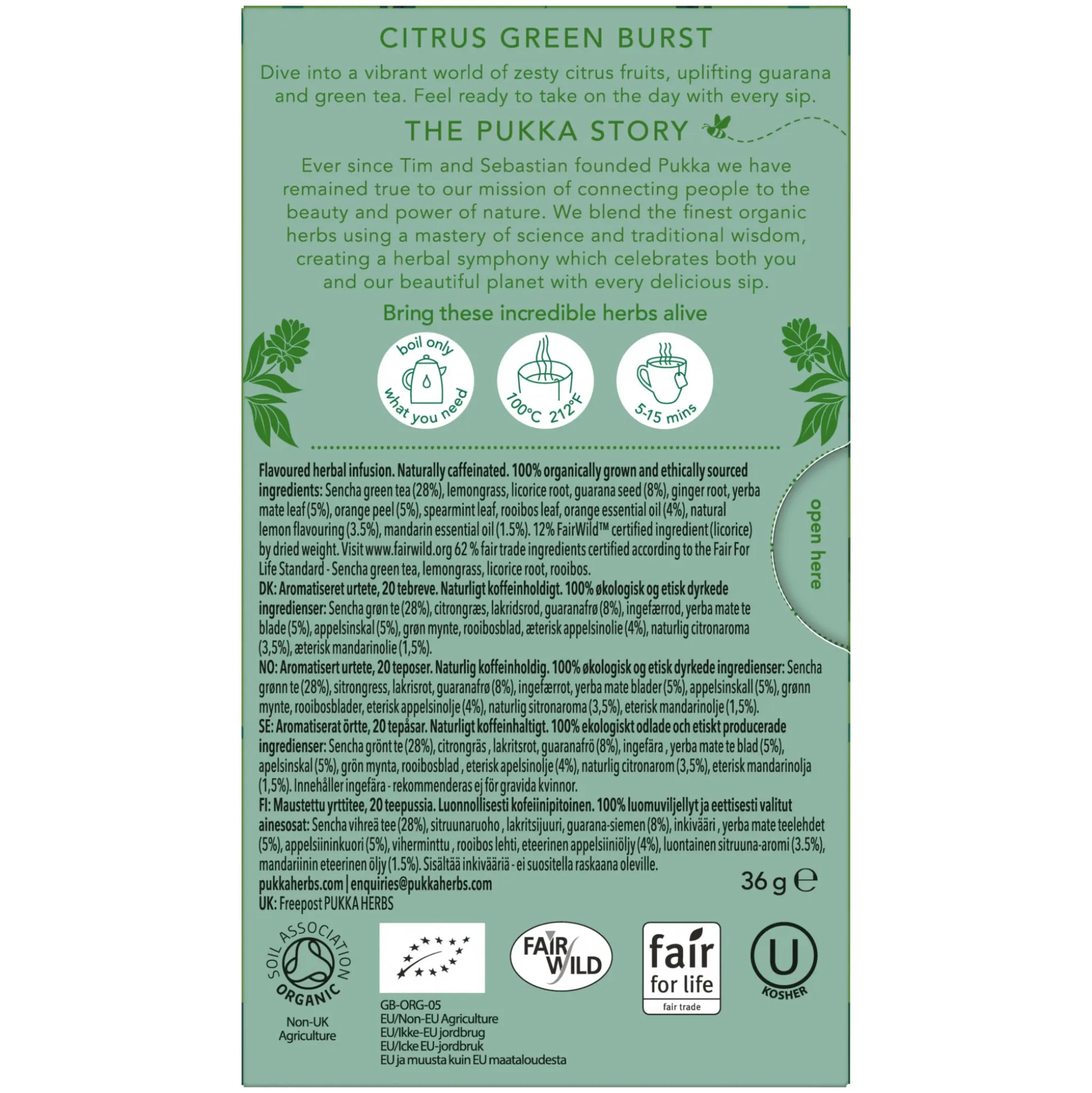 Pukka Organic Citrus, Yerba Mate & Green Tea with Guarana 20 bags