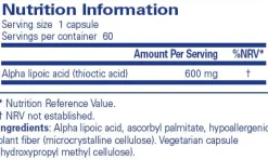 Pure Encapsulations Alpha Lipoic Acid 600 MG 60 caps