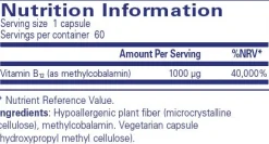Pure Encapsulations B12 (methylcobalamin) 60 caps