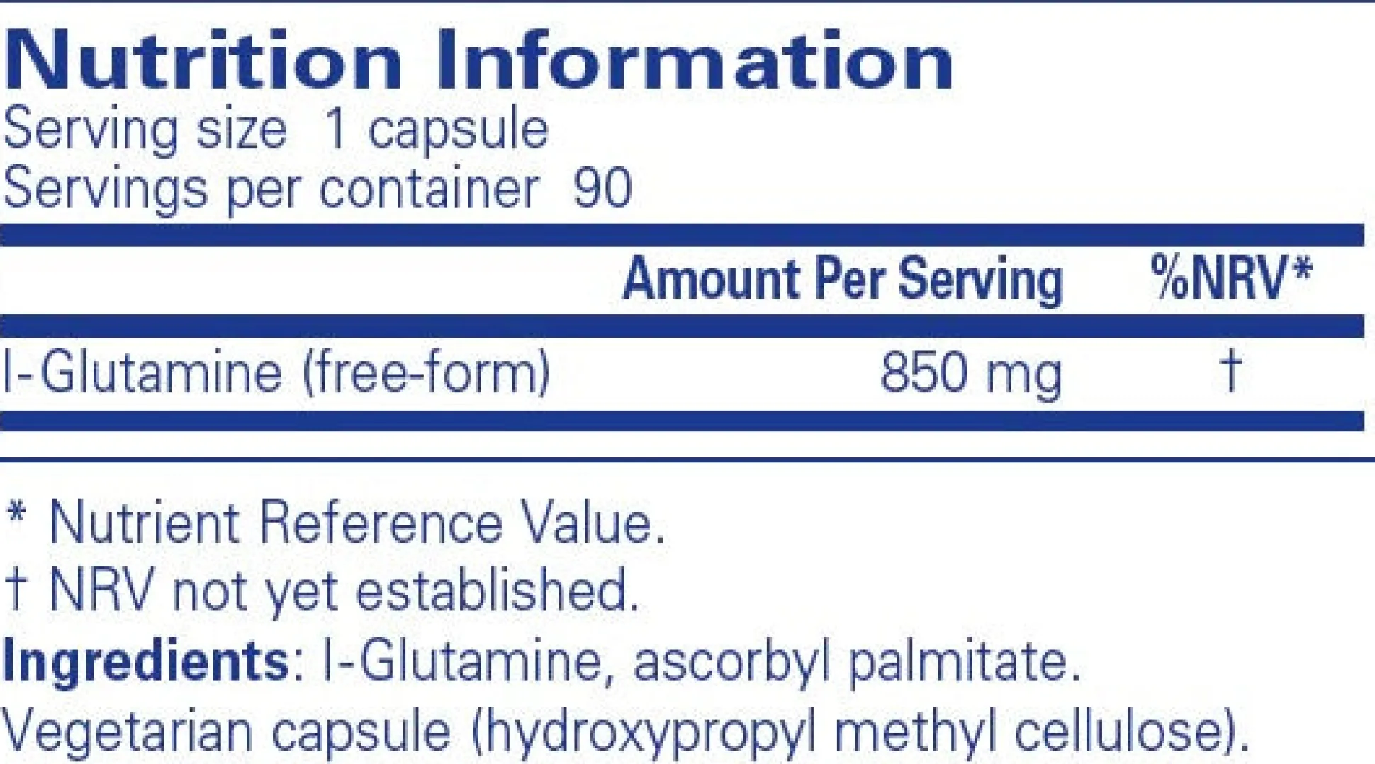 Pure Encapsulations l-Glutamine 850mg 90
