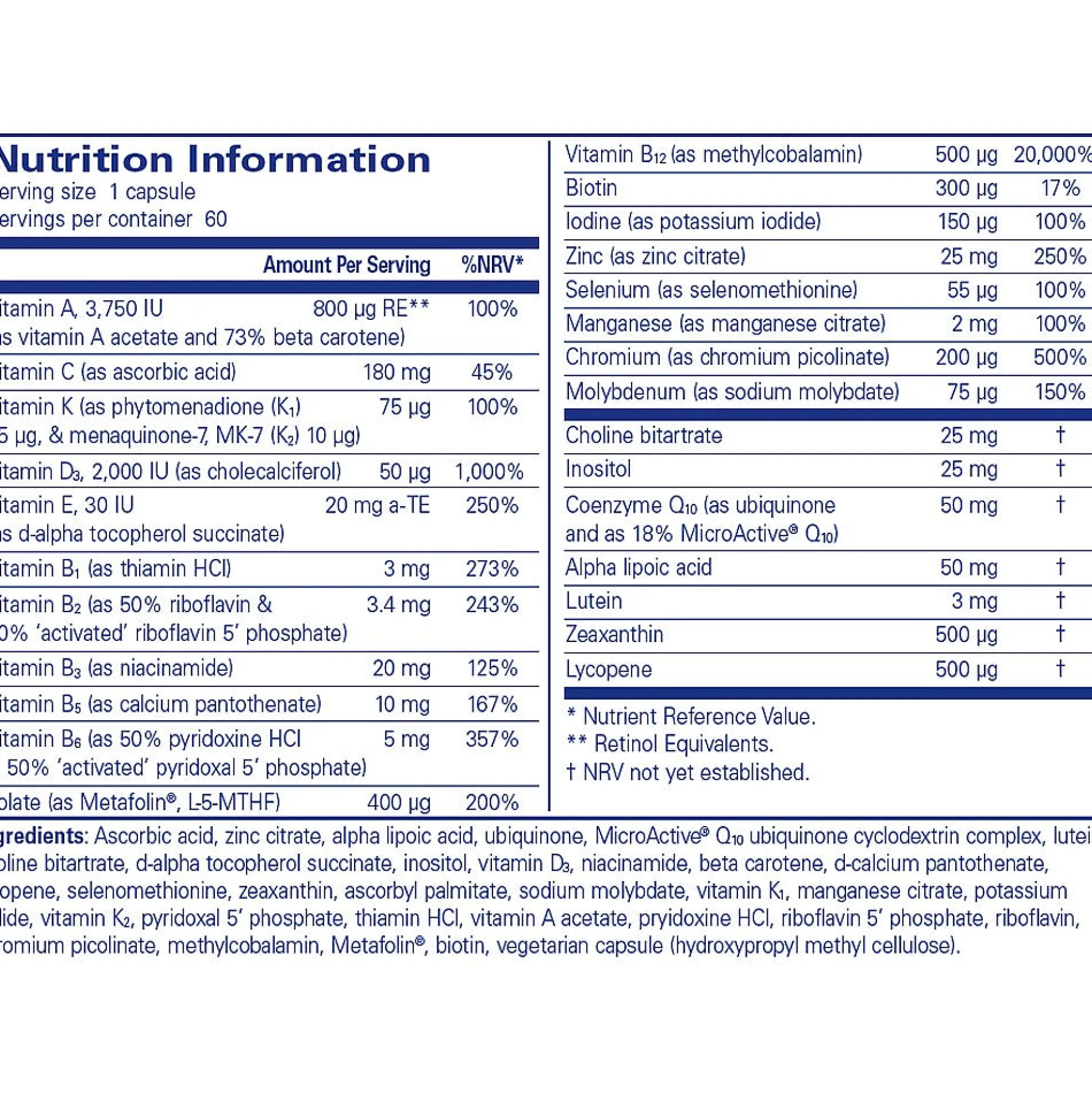Pure Encapsulations O.N.E. Multivitamin 60 caps