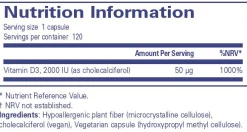 Pure Encapsulations Vegan Vitamin D3 2000 IU 120 caps