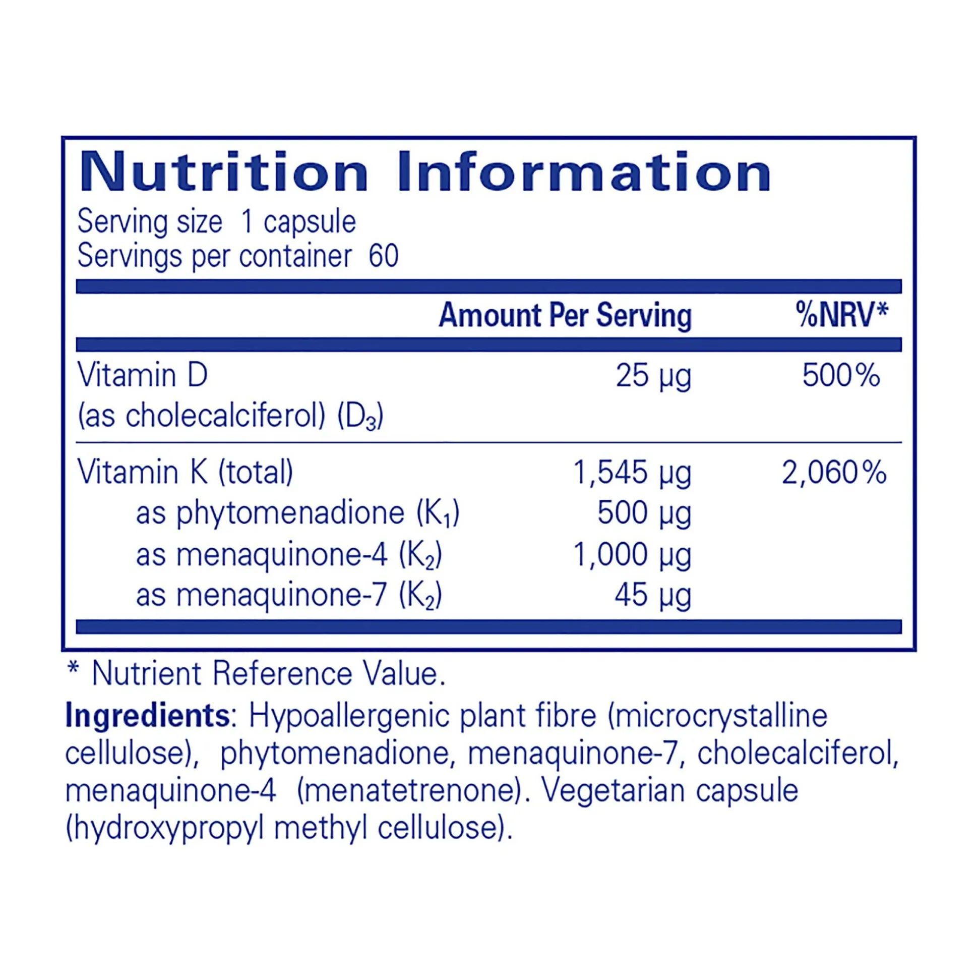 Pure Encapsulations Vitamin K with D3 60 caps