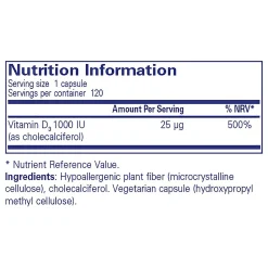 Pure Encapsulations Vitamin D3 1000 IU 120