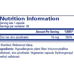 Pure Encapsulations Zinc 15 60 caps