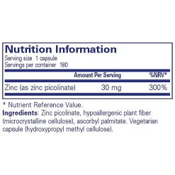Pure Encapsulations Zinc 30 180 caps