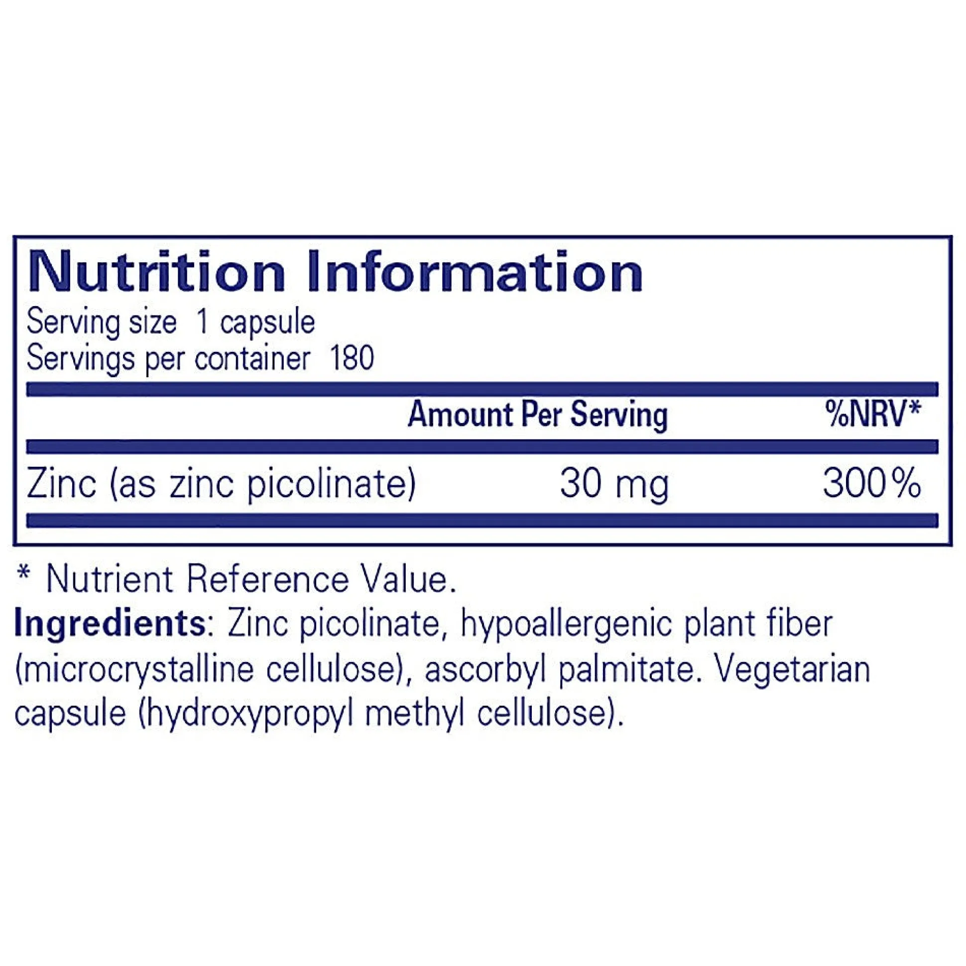 Pure Encapsulations Zinc 30 180 caps