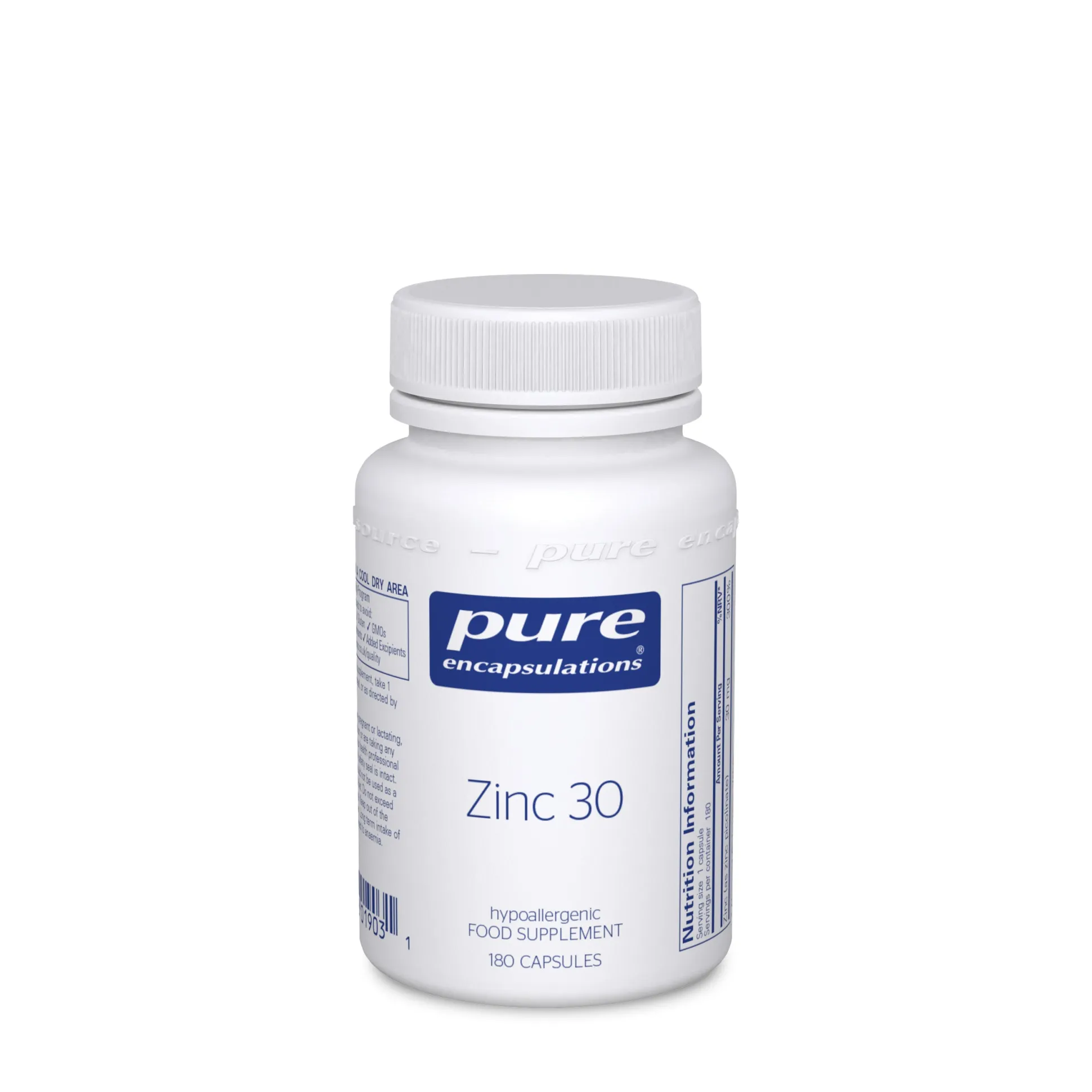 Pure Encapsulations Zinc 30 180 caps