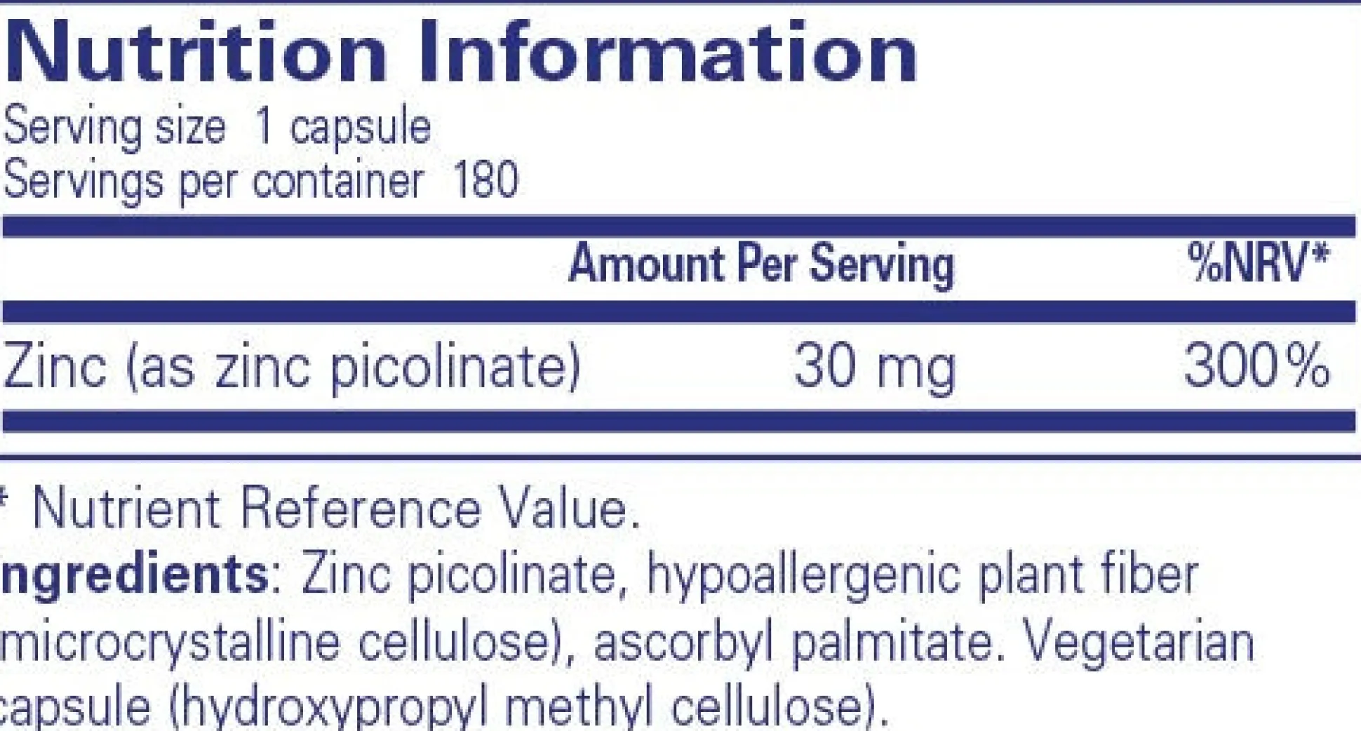 Pure Encapsulations Zinc 30 180 caps