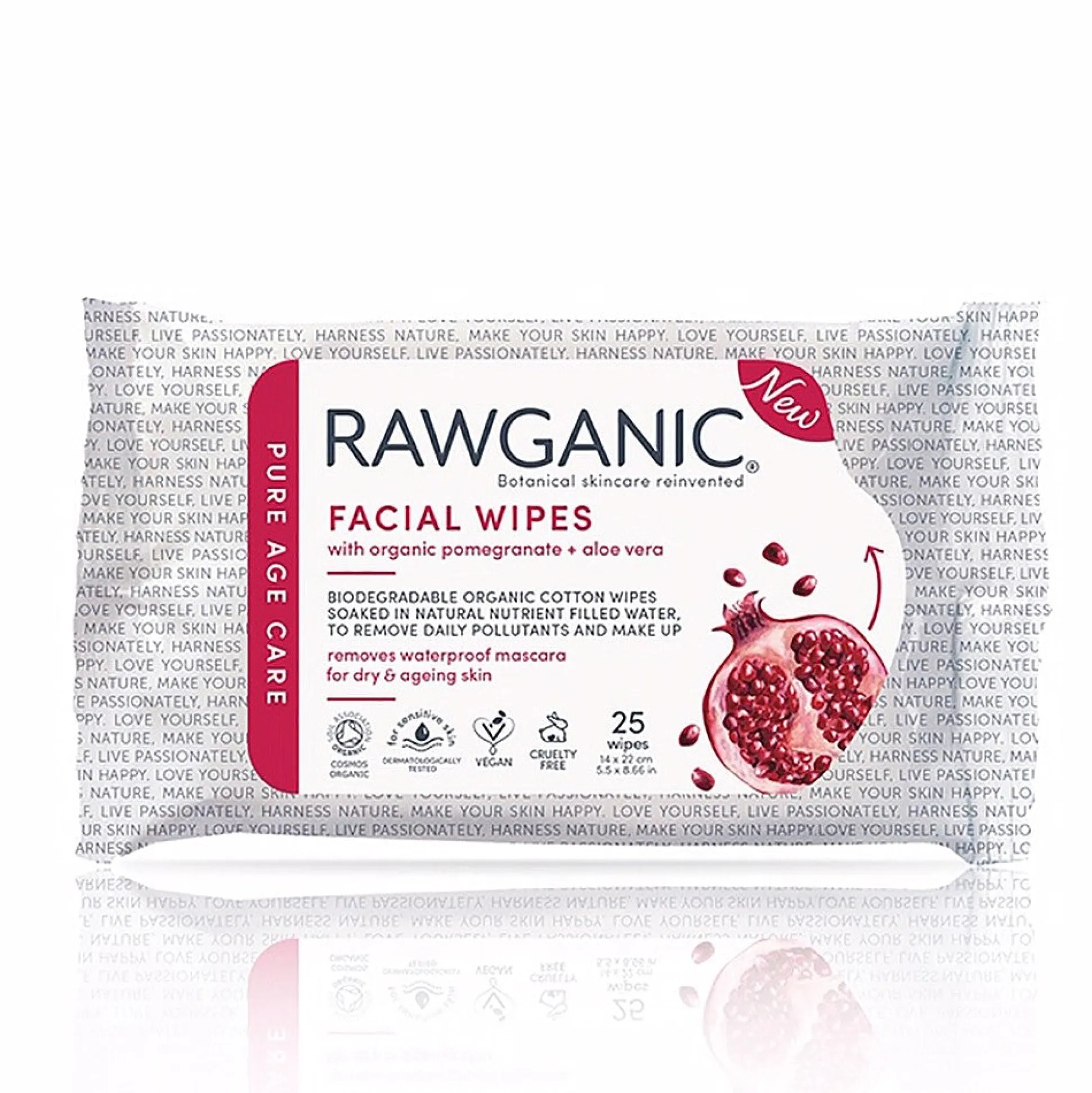 Rawganic Pure Anti-Aging Facial Wipes 25 wipes