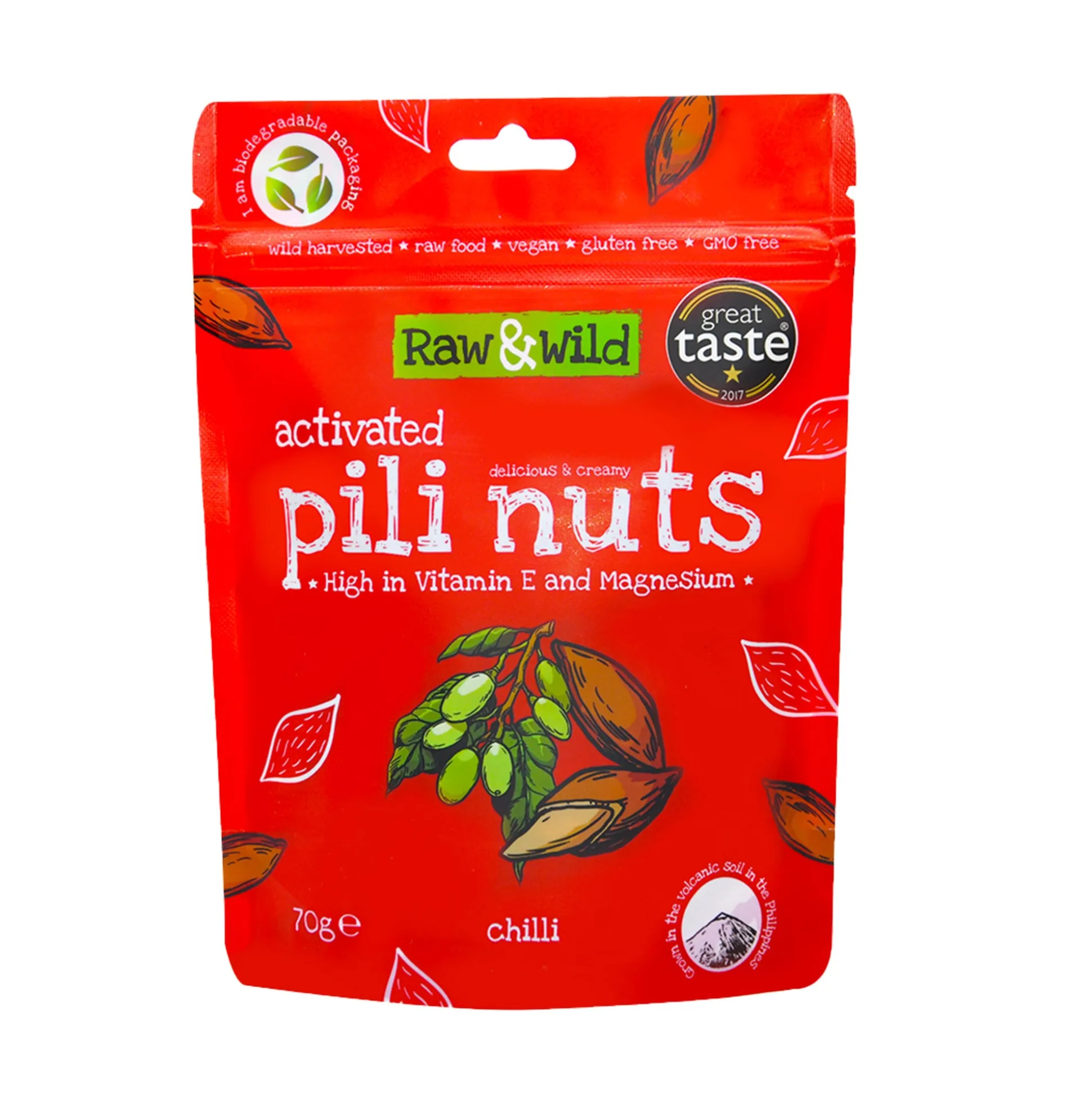 Raw & Wild Activated Pili Nuts - Chilli 70g