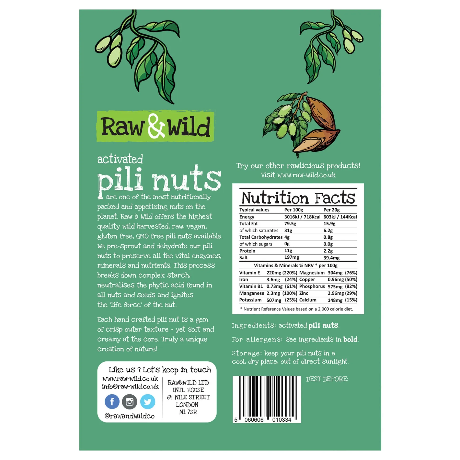 Raw & Wild Activated Pili Nuts - Original 70g