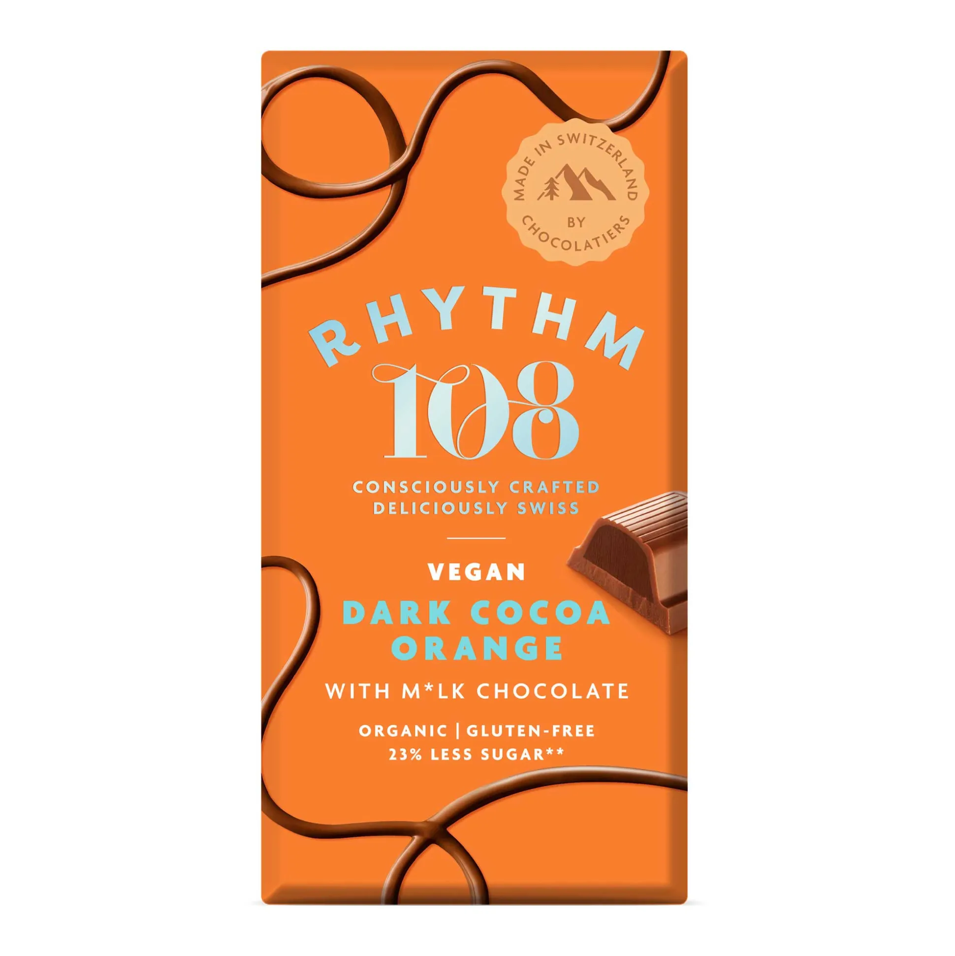 Rhythm 108 Dark Cocoa Orange Swiss Chocolate Bar 100g