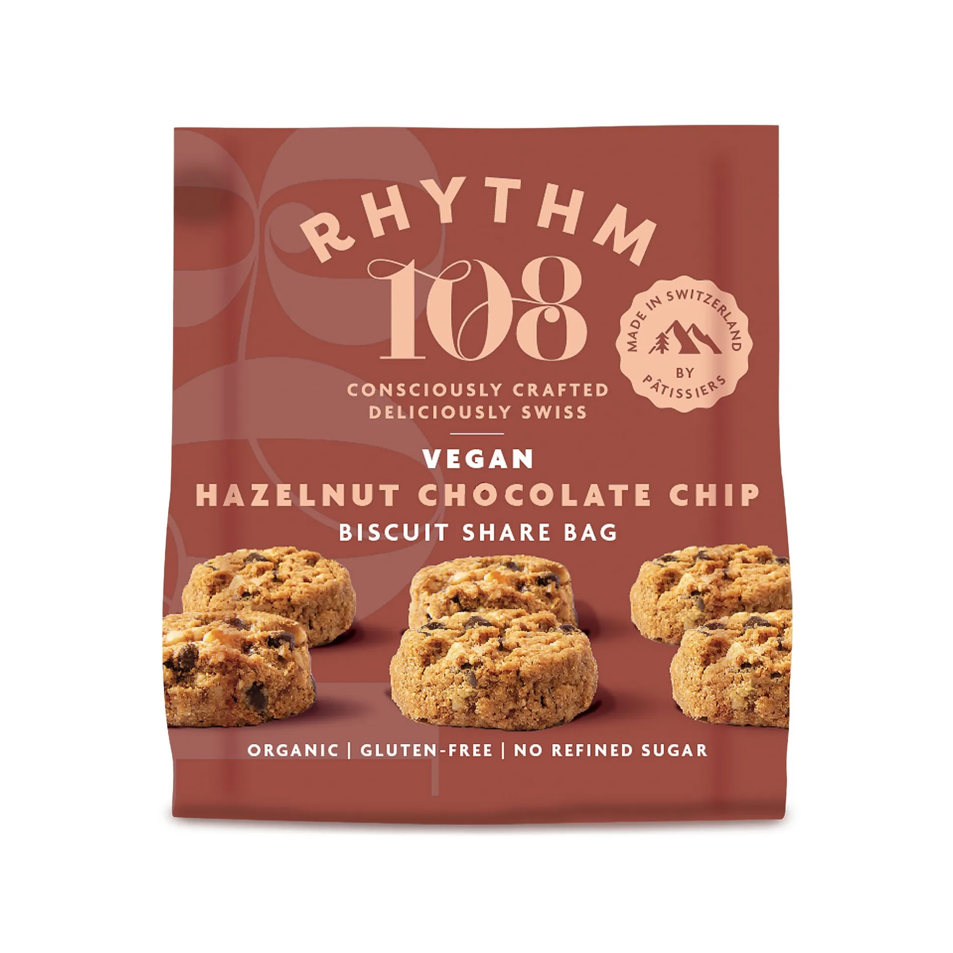 Rhythm 108 Hazelnut Chocolate Chip Share Bag 135g