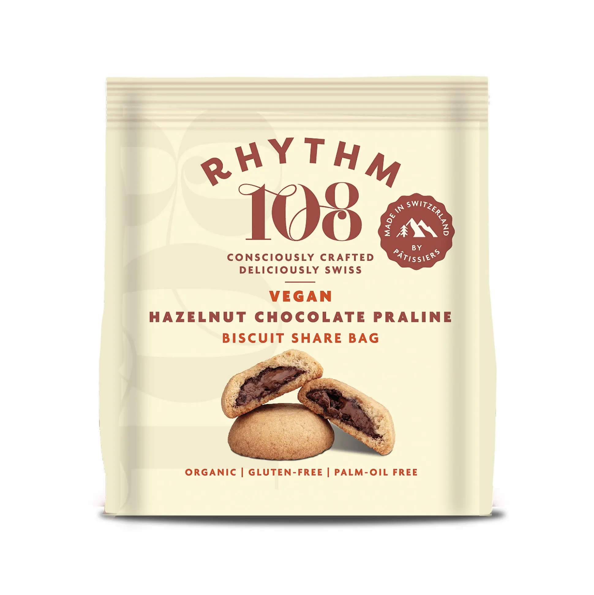 Rhythm 108 Hazelnut Chocolate Praline Biscuit Share Bag 135g