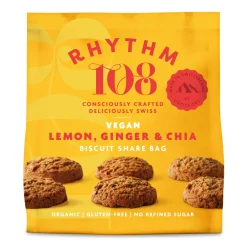 Rhythm 108 Lemon, Ginger & Chia Biscuit Share Bag 135g