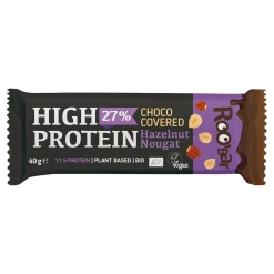 Roobar High Protein Chocolate Covered Bar with Hazelnut Nougat 40g