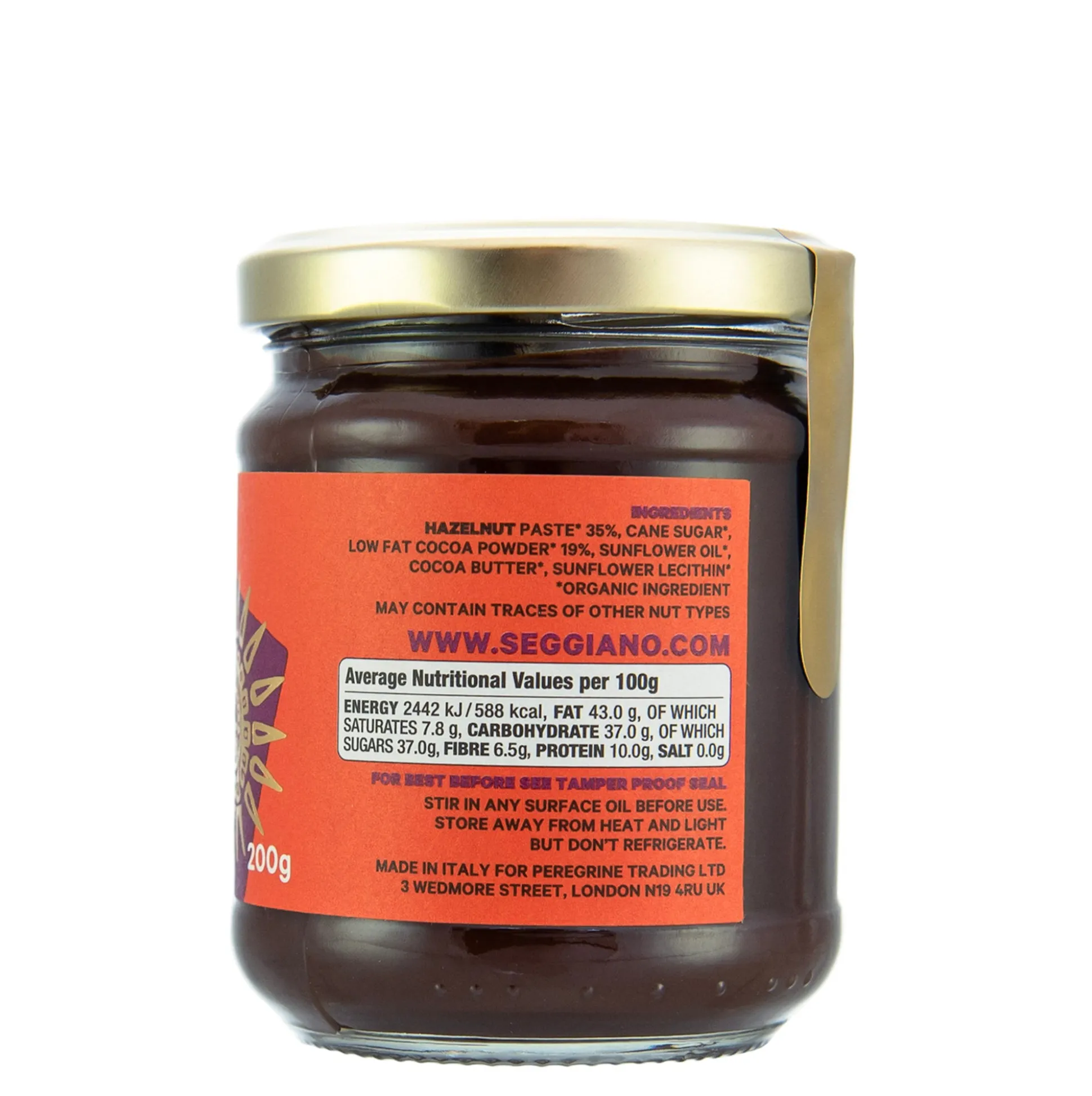 Seggiano Smooth Dark Chocolate Hazelnut Spread 200g