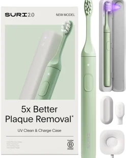 SURI S2 Electric Toothbrush and UV Travel Case Winter Fern each