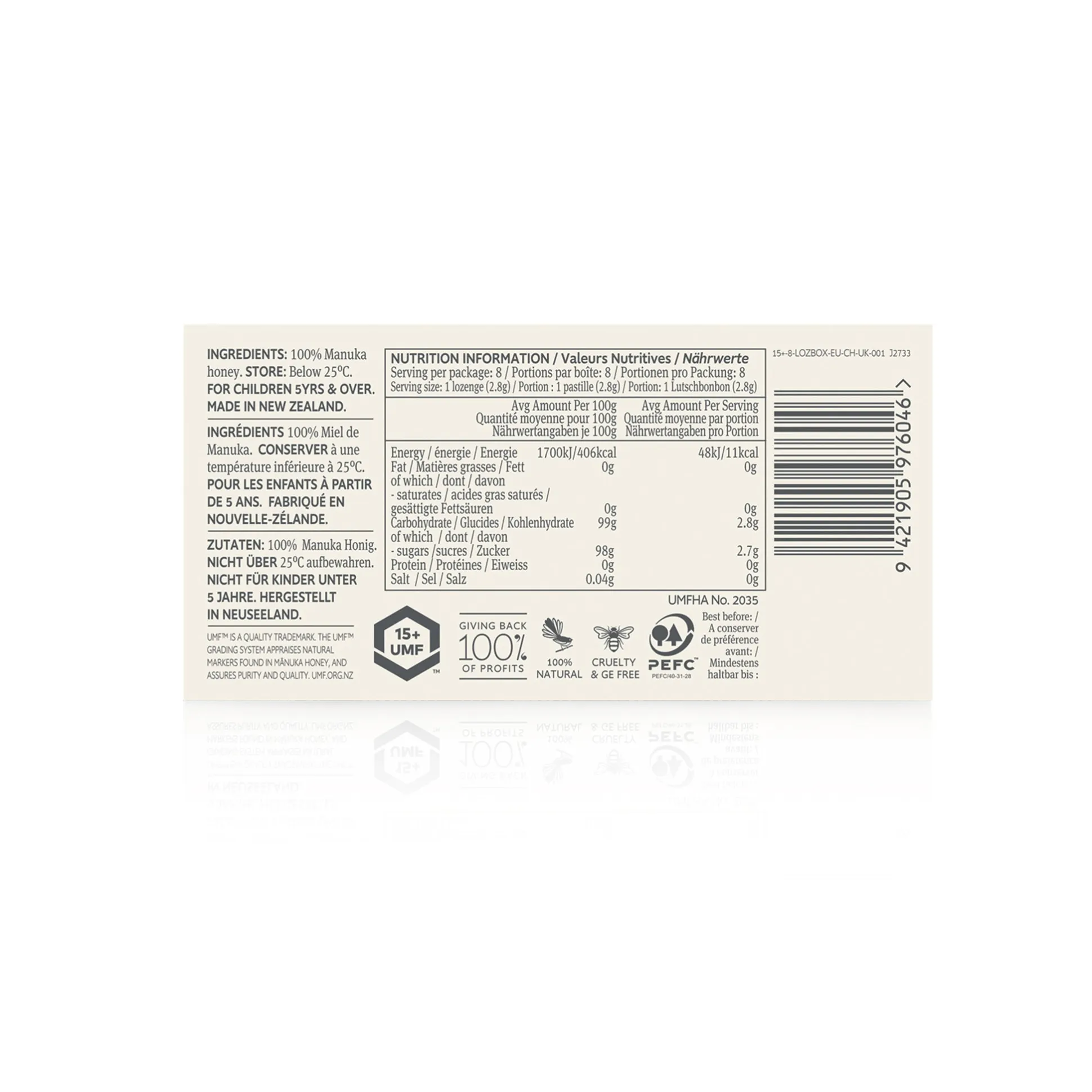 Tahi Manuka Honey Lozenges 100% UMF™ 15+ (MGO 514+) 8 lozenges