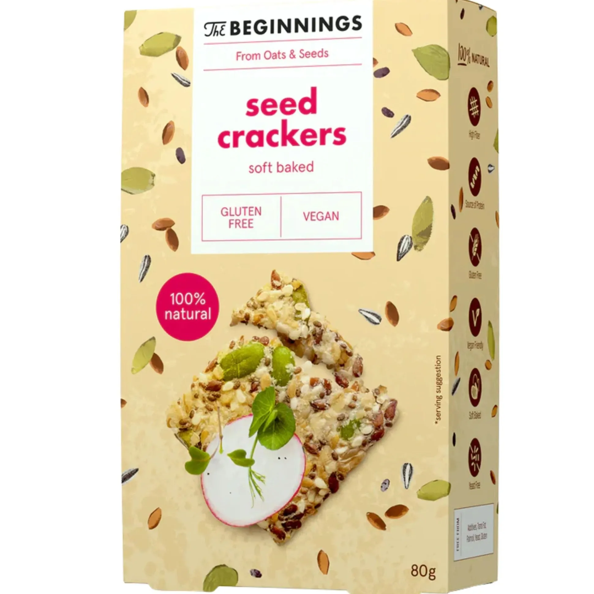 The Beginnings Seeded Crackers with Sea Salt 80g