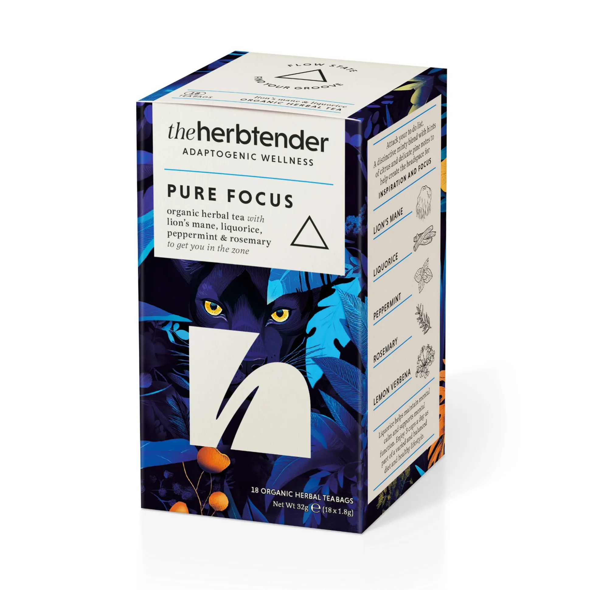 The Herbtender Pure Focus Organic Herbal Tea 18 bags