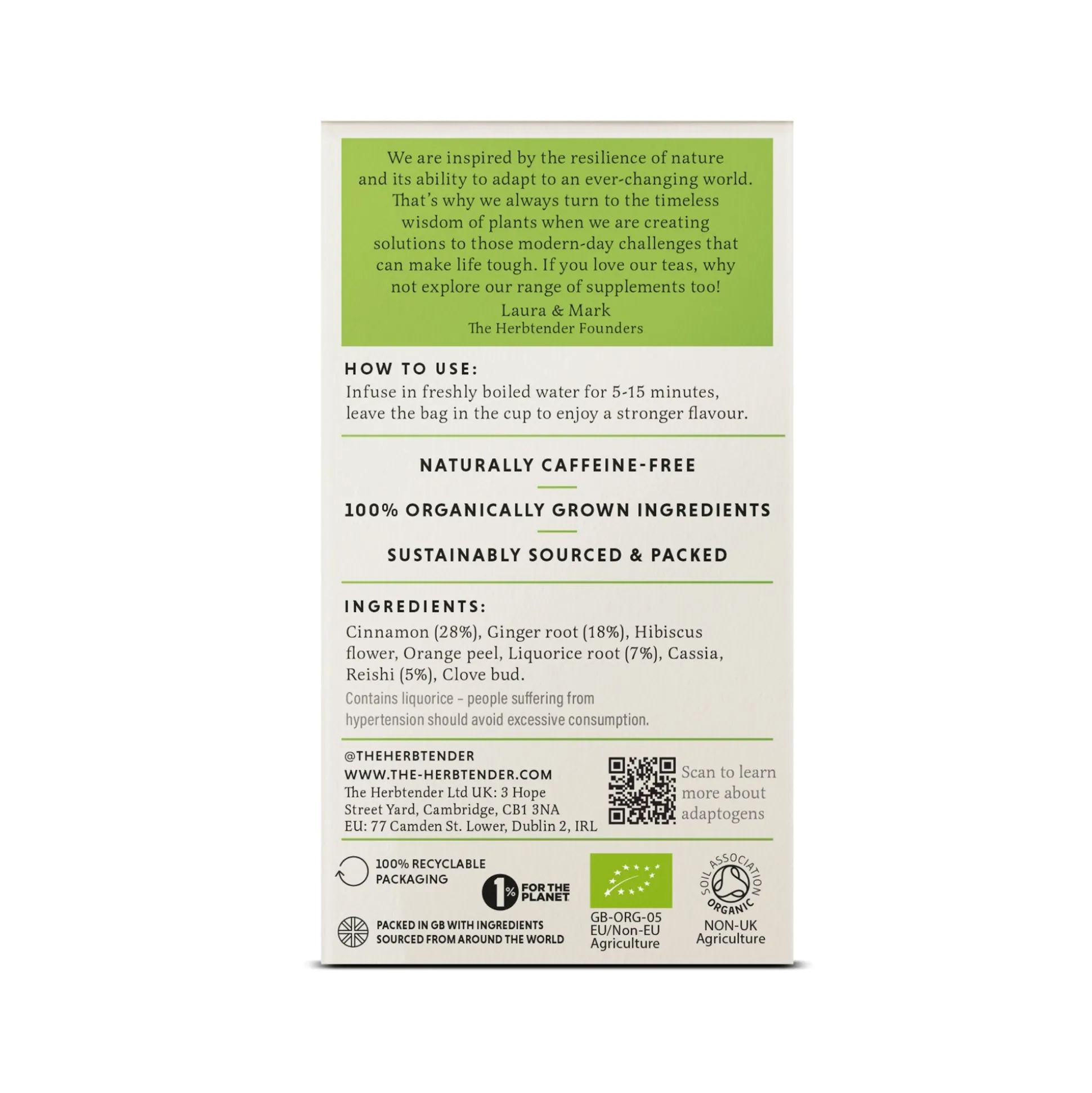 The HerbtenderVital Glow Organic Herbal Tea 18 bags