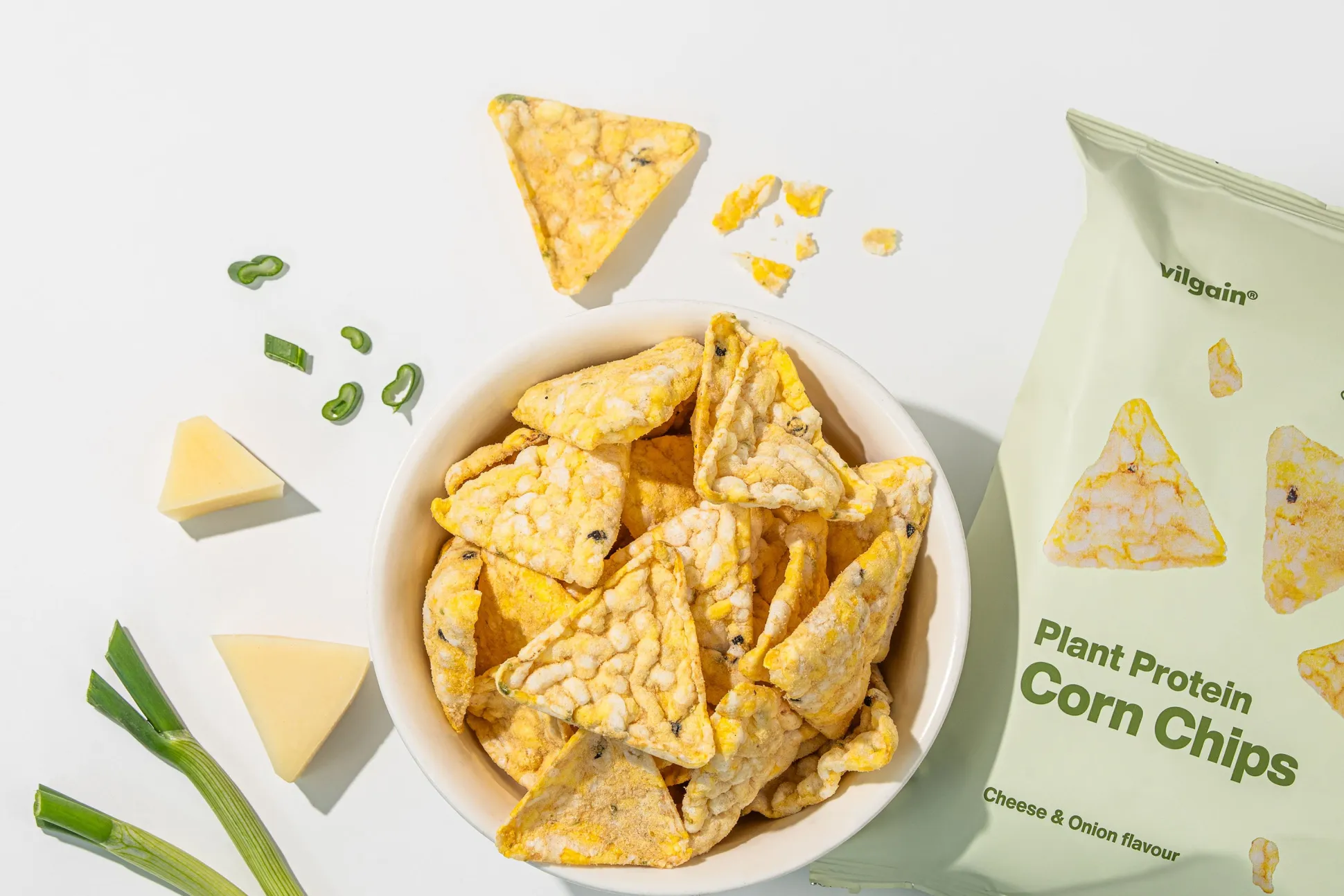 Vilgain Plant Protein Corn Chips Cheese & Onion flavour 60g