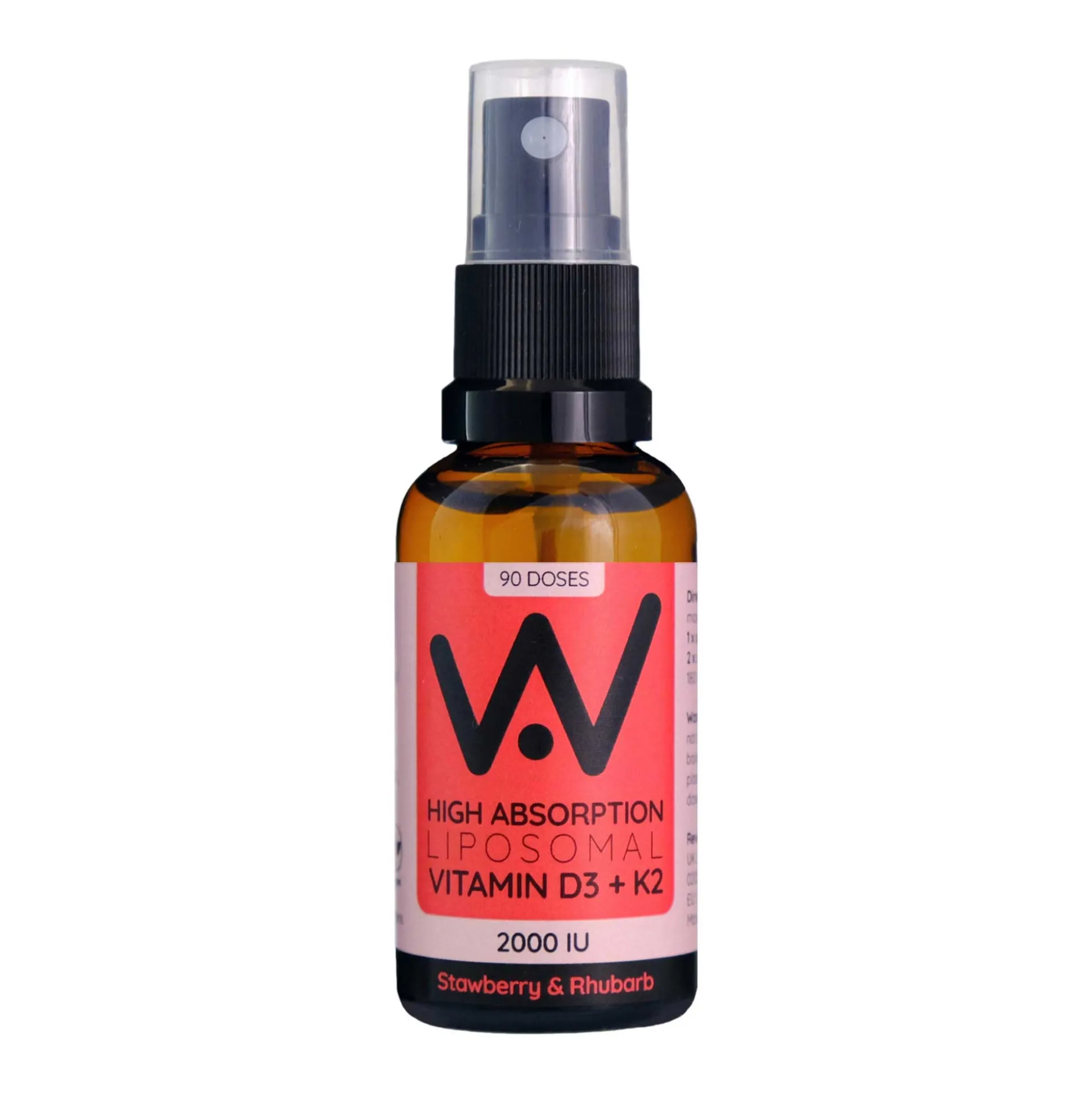 Well.Actually. Liposomal D3 2000 IU's + K2 100mcg Spray - Strawberry-Rhubarb Flavour - 90 Servings 25ml