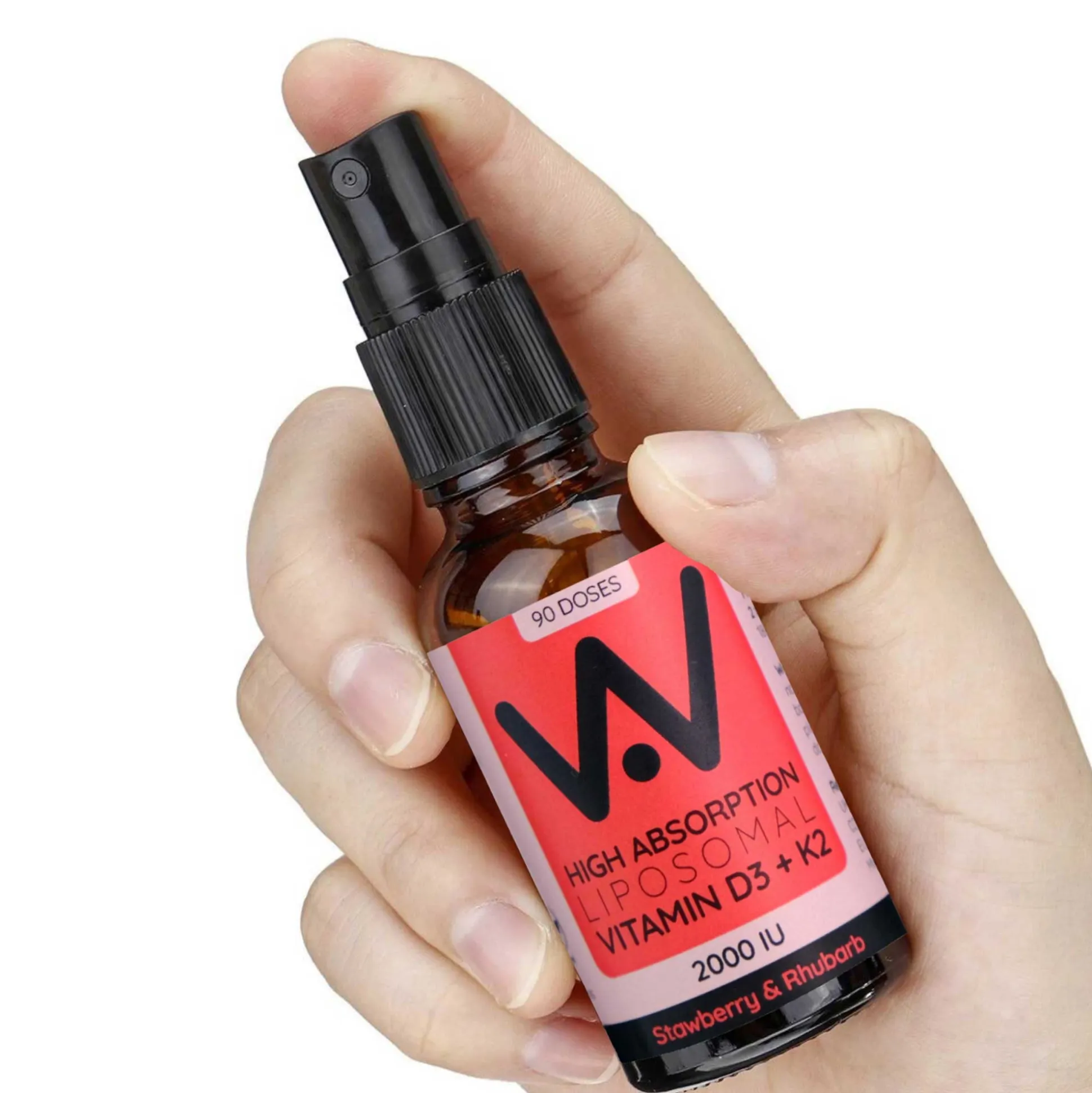 Well.Actually. Liposomal D3 2000 IU's + K2 100mcg Spray - Strawberry-Rhubarb Flavour - 90 Servings 25ml