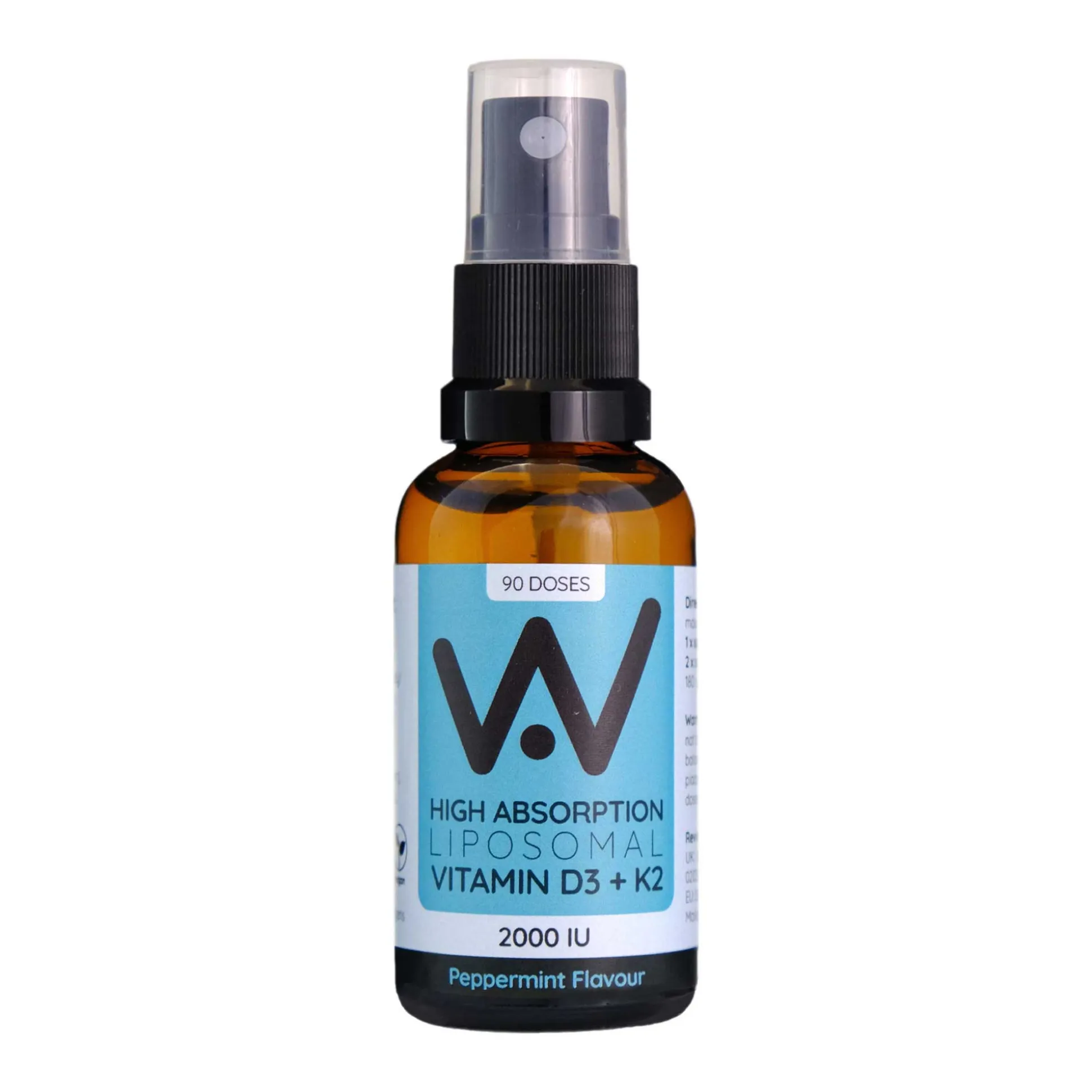 Well.Actually. Liposomal D3 2000 IU's + K2 100mcg Spray Pepermint Flavour- 90 Servings 25ml