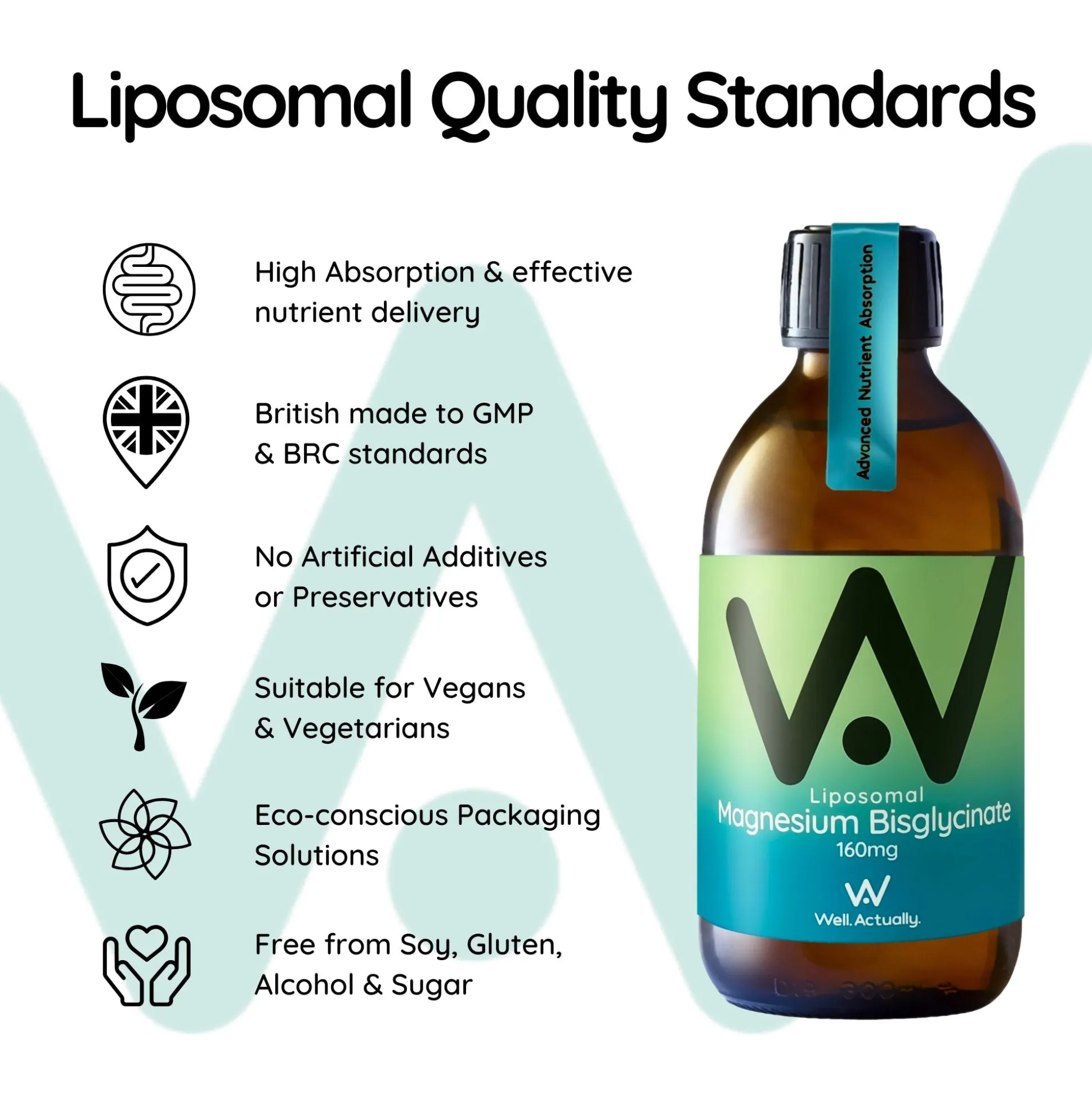 Well. Actually. Liposomal Magnesium Bisglycinate 200mg - Lime Flavour 250ml