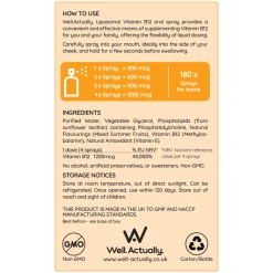 Well. Actually. Liposomal Vitamin B12 methylcobalamin Spray (1200mcg) - Truly Fruity Flavour 30ml