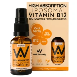 Well. Actually. Liposomal Vitamin B12 methylcobalamin Spray (1200mcg) - Truly Fruity Flavour 30ml