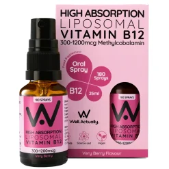 Well. Actually. Liposomal Vitamin B12 methylcobalamin Spray (1200mcg) - Very Berry Flavour 30ml